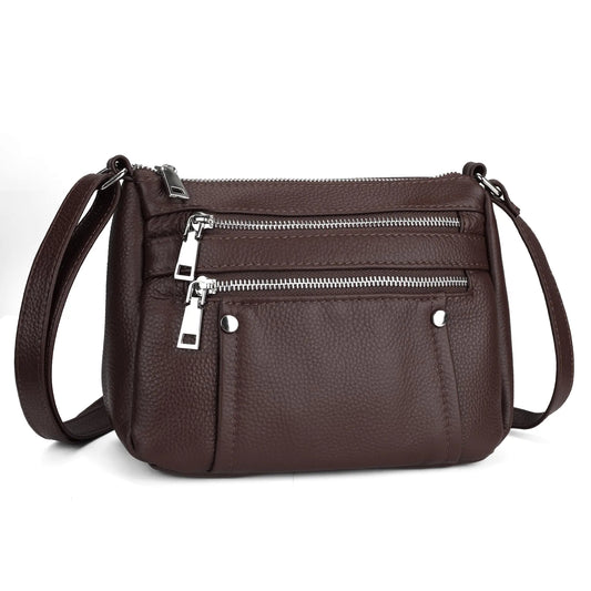 Petite Leather Satchel with Multi-Zip Pockets