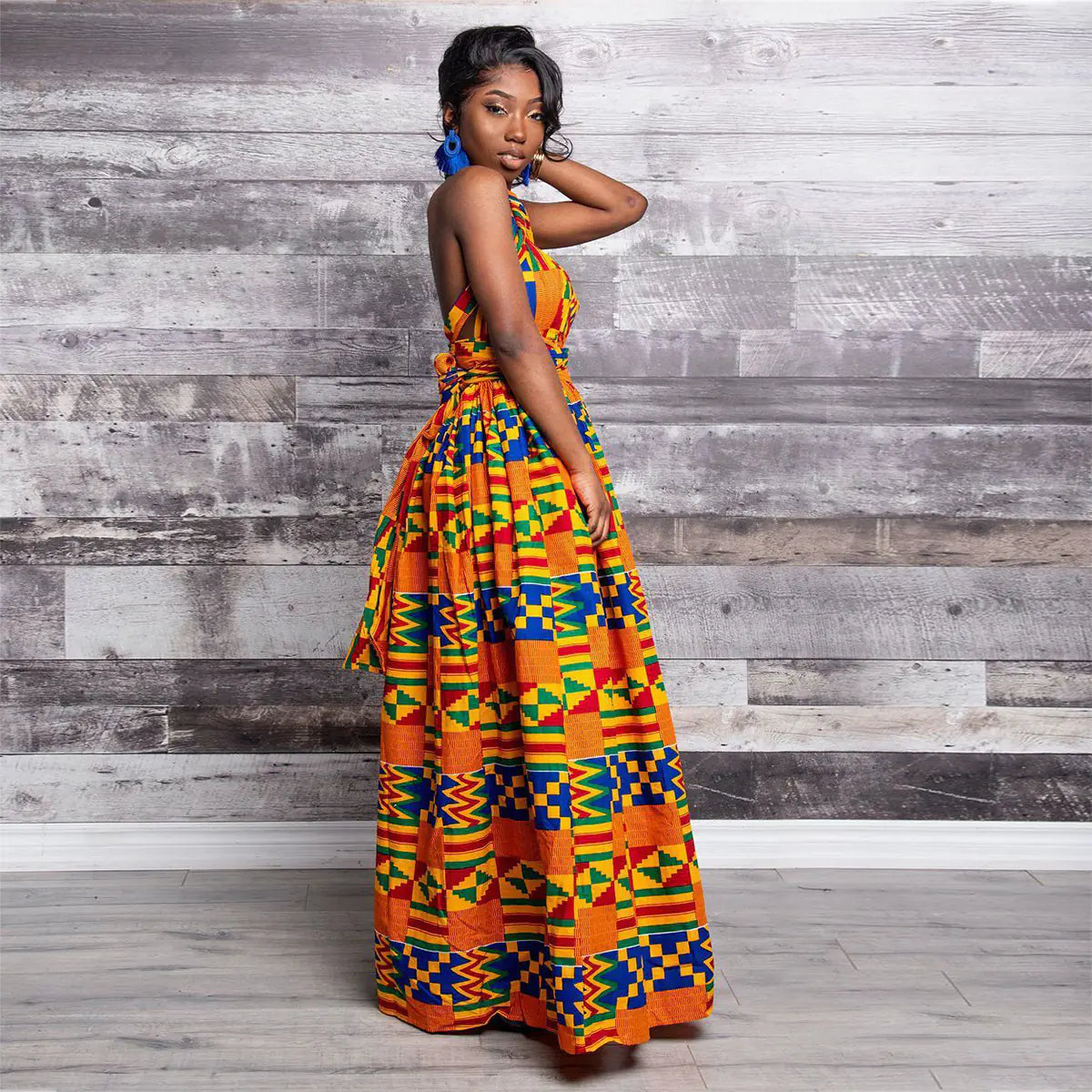 African Chic Digital-Print Party Dress