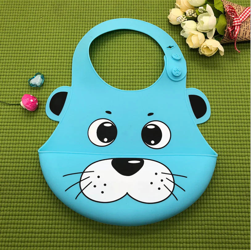 Silicone Kids' Cartoon Mealtime Bibs