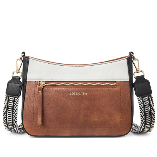 Vegan Leather Crossbody Satchel with Adjustable Guitar Strap