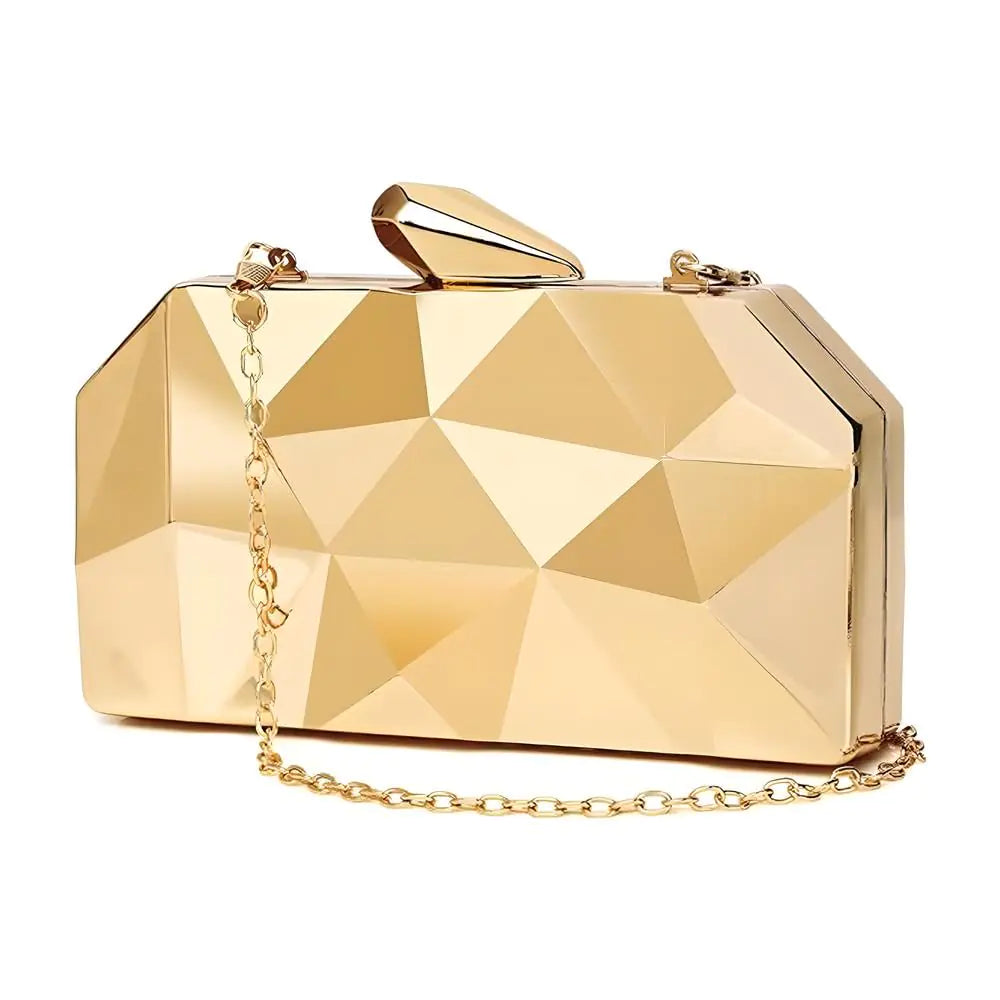 Gold Lattice Pattern Evening Clutch