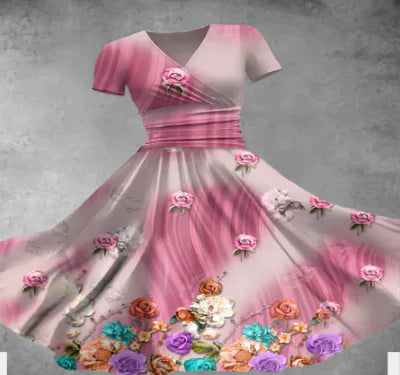 Floral Print Maxi Dress with V-Neck