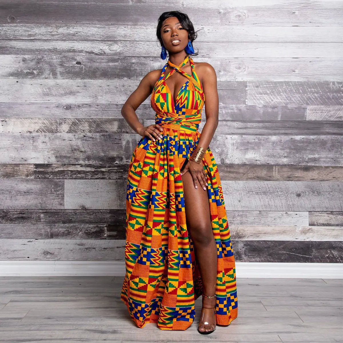 African Chic Digital-Print Party Dress