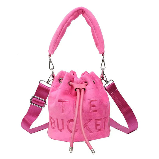 Plush Rose Mini Bucket Bag