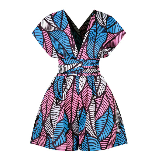 African Print Chic Jumpsuit Shorts