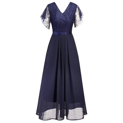 Chiffon Elegance V-Neck Maxi Dress