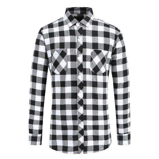Men's Classic Plaid Double Pocket Flannel Shirt