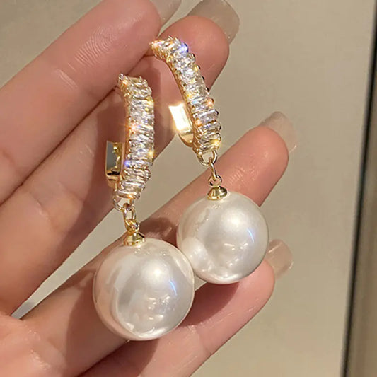 Elegant Silver Zircon Drop Earrings