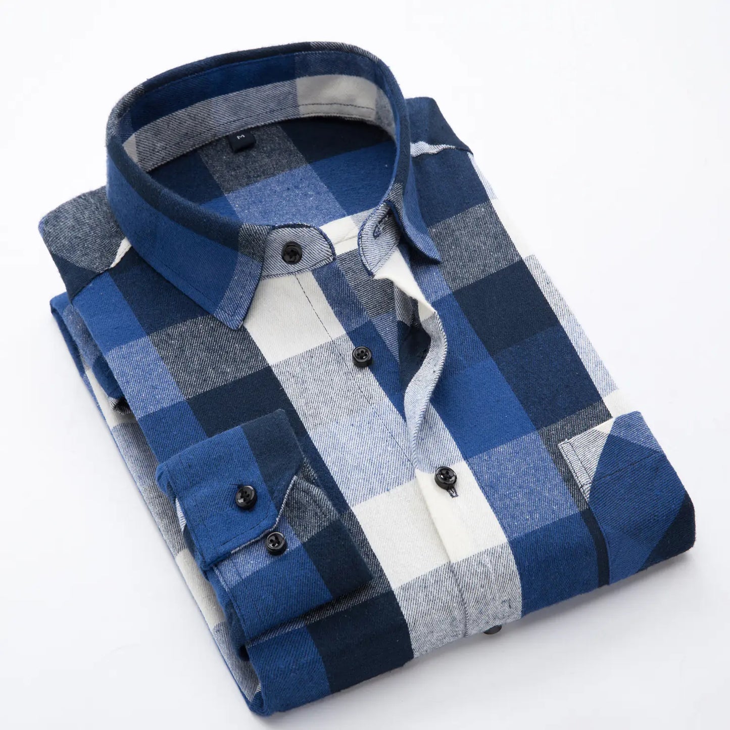 Men's Cotton Flannel Plaid Long Sleeve Shirt
