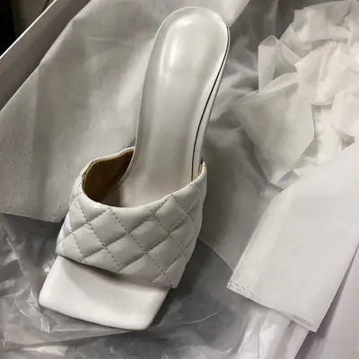 Chic Square Toe Leather Pumps