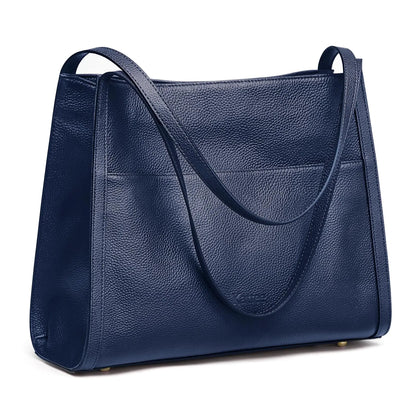 Kattee Soft Leather Navy Tote for Women