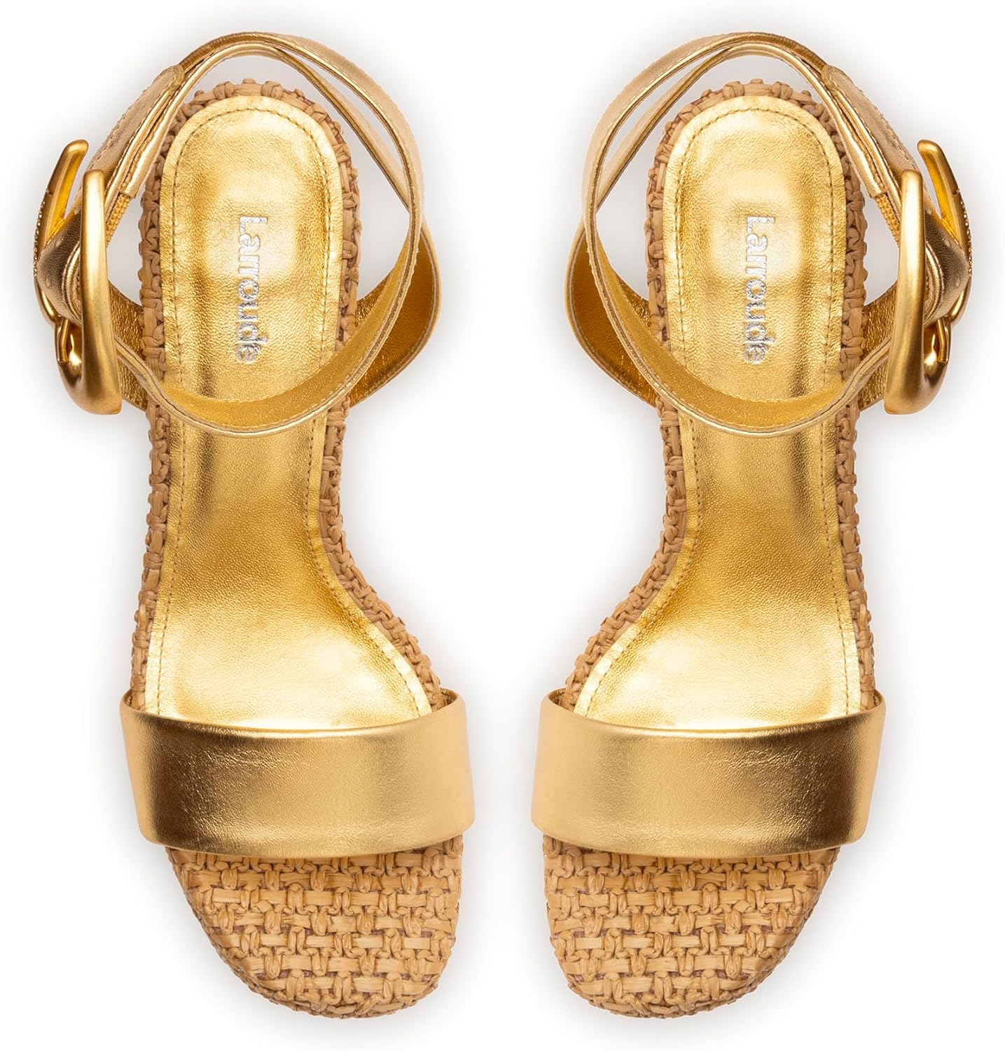 Dolly Verona Sandal In Gold Metallic Leather And Natural Raffia
