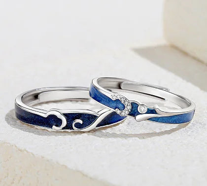 Starry Night Silver Love Bands