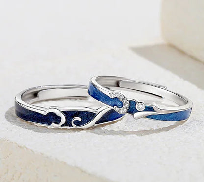 Starry Night Silver Love Bands