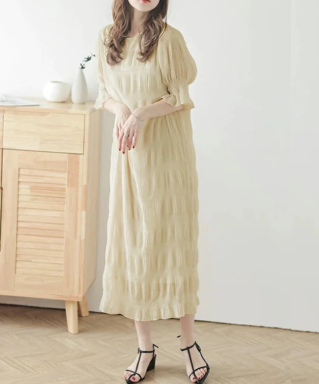 Elegant Long Ruffled Vintage Dress
