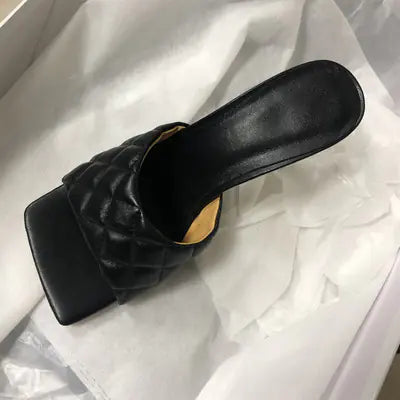 Chic Square Toe Leather Pumps