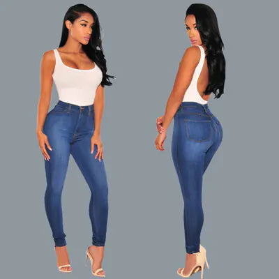 Women Fashion Slim Fit Ripped Knee Denim Jeans