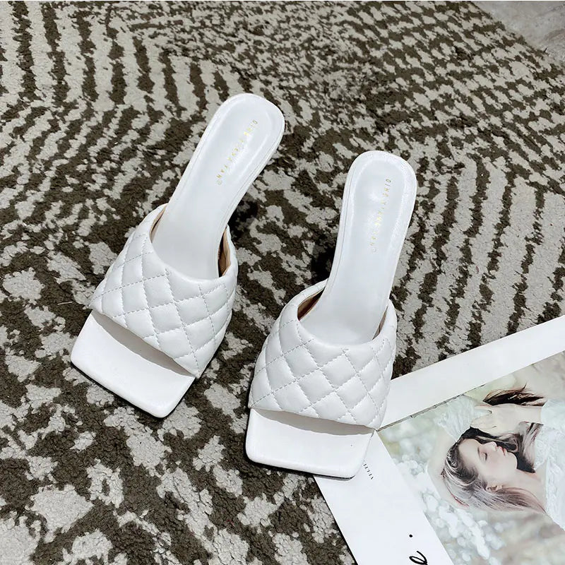 Chic Square Toe Leather Pumps