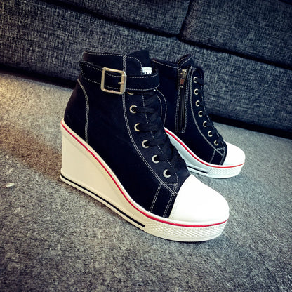 Ladies' High-Top Canvas Wedge Sneakers