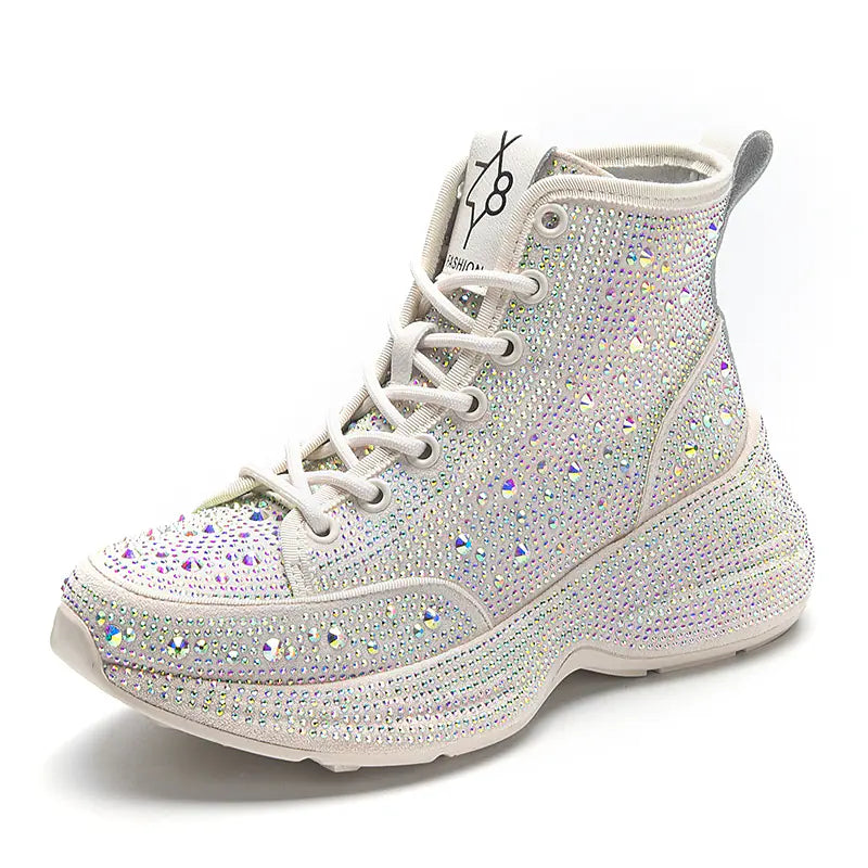Thick Sole Rhinestone Sneakers for Women