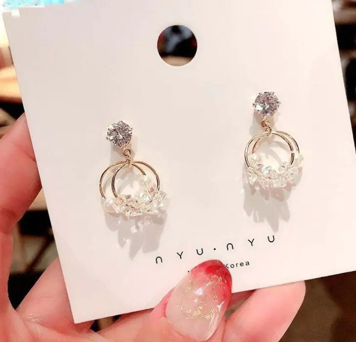 Chic Silver Pearl Geometric Earrings