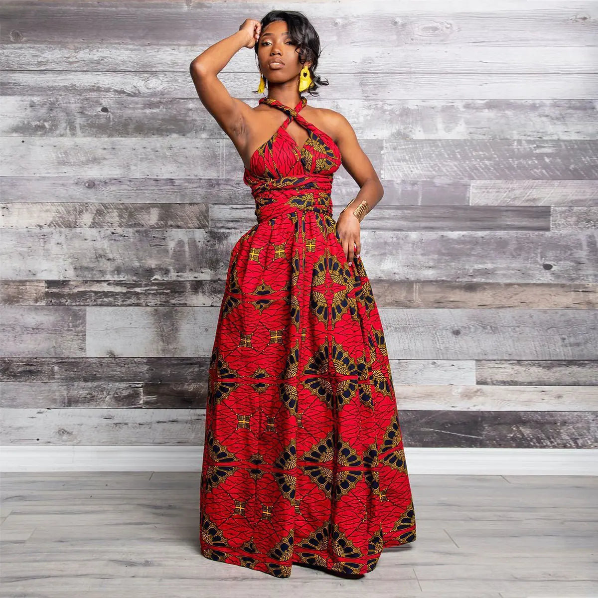 African Chic Digital-Print Party Dress