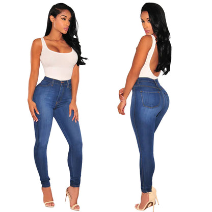 Women Fashion Slim Fit Ripped Knee Denim Jeans