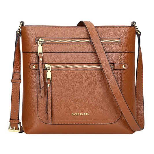 Leather Crossbody Handbag with Organized Pockets
