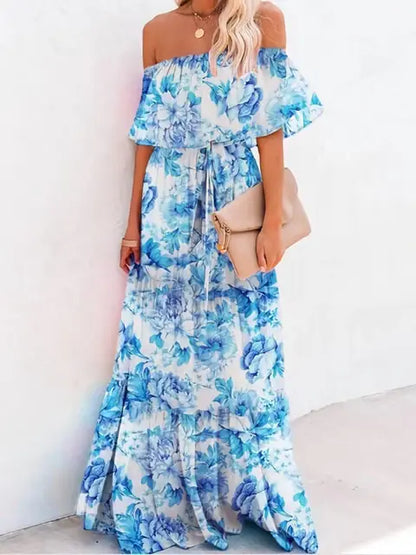 Multicolored Bohemian Ruffled Off Shoulder