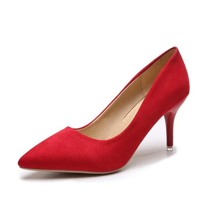 Chic Red Suede Stilettos High Heel Shoes