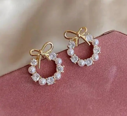 Chic Silver Pearl Geometric Earrings