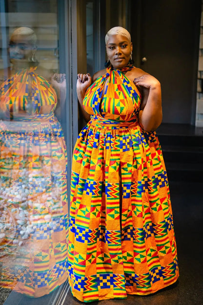 African Chic Digital-Print Party Dress