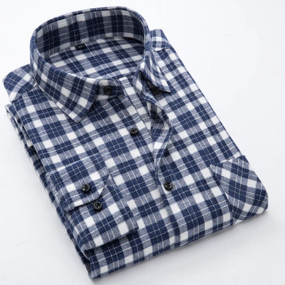 Men's Cotton Flannel Plaid Long Sleeve Shirt