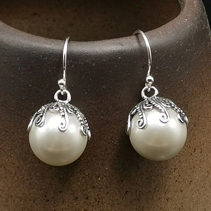 Artisan Silver Pearl Drop Earrings