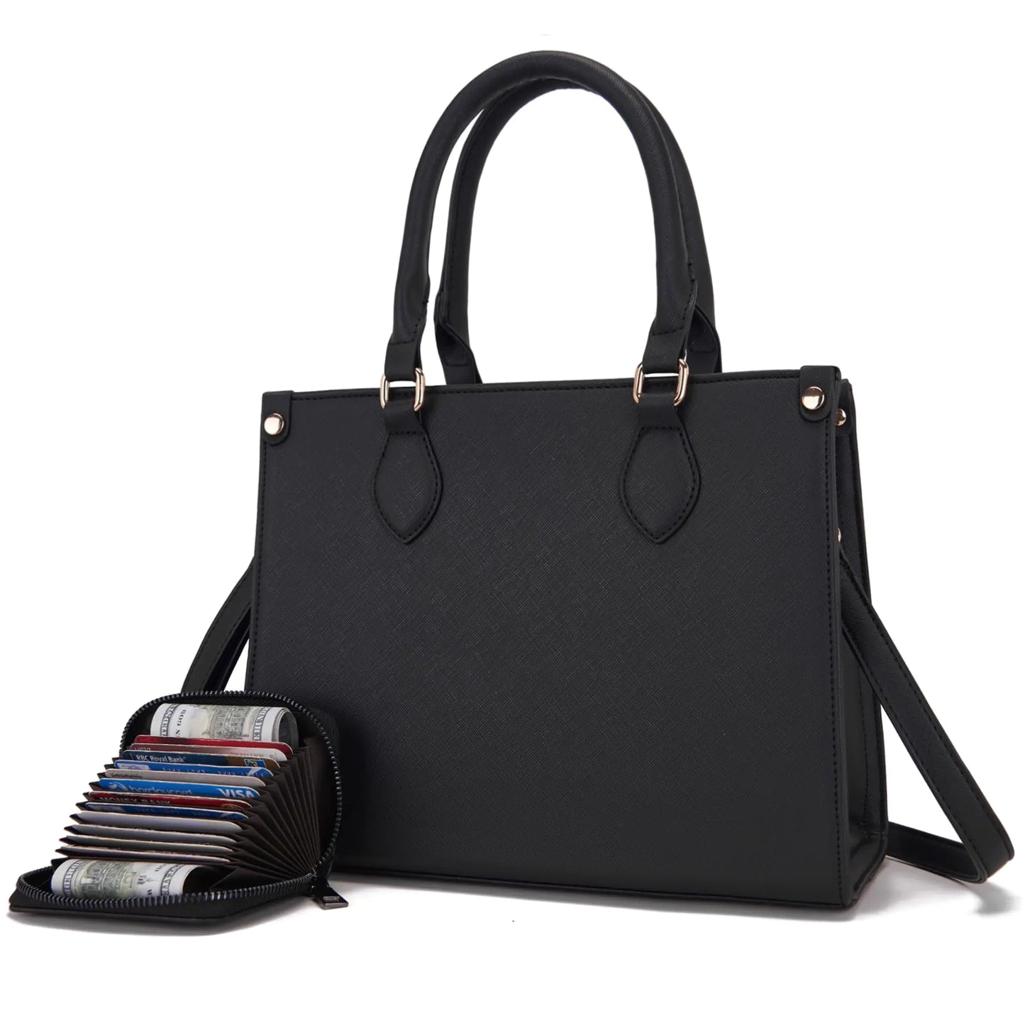 Qiyuer Chic Vegan Leather Handbag & Wallet Set