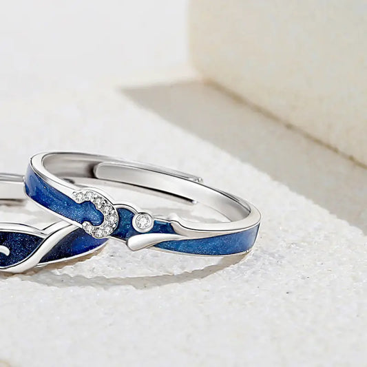 Starry Night Silver Love Bands