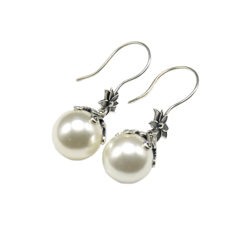 Artisan Silver Pearl Drop Earrings