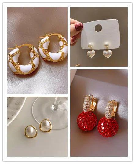 Silver Geometric Pearl Drop Earrings
