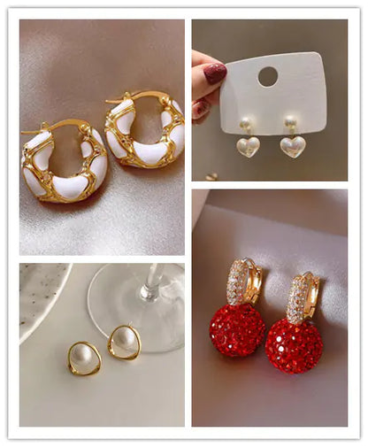Silver Geometric Pearl Drop Earrings
