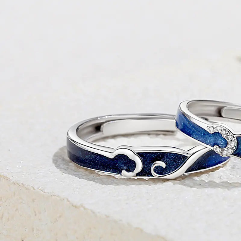 Starry Night Silver Love Bands