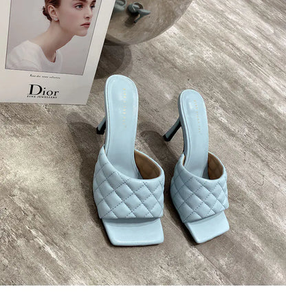 Chic Square Toe Leather Pumps