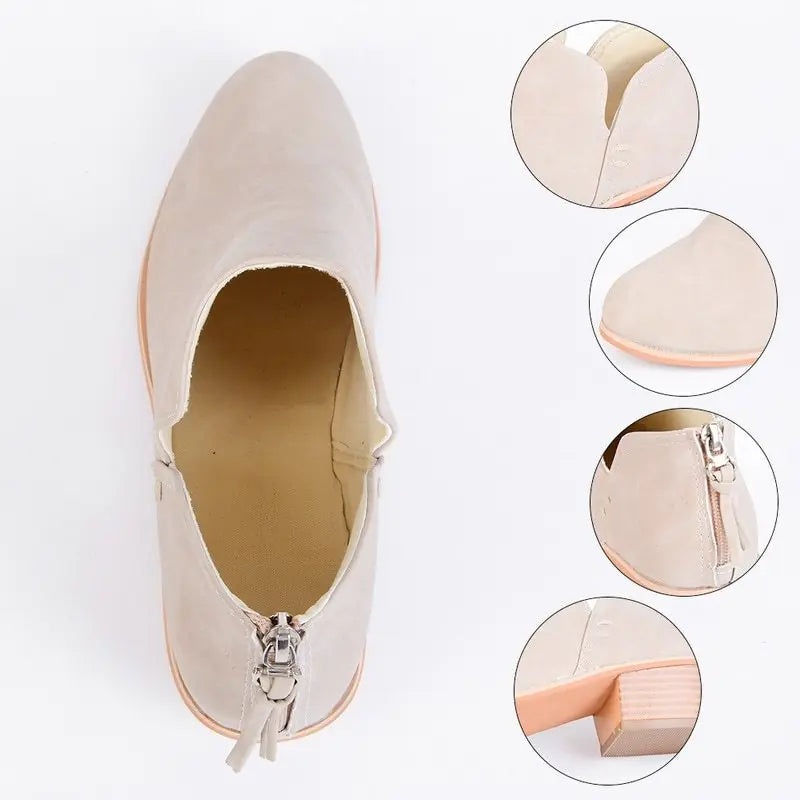 Vintage-Style High Heel Ankle Boots