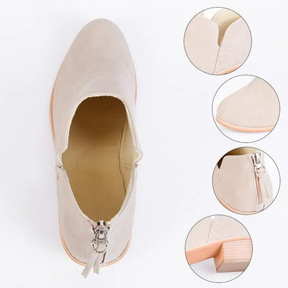 Vintage-Style High Heel Ankle Boots