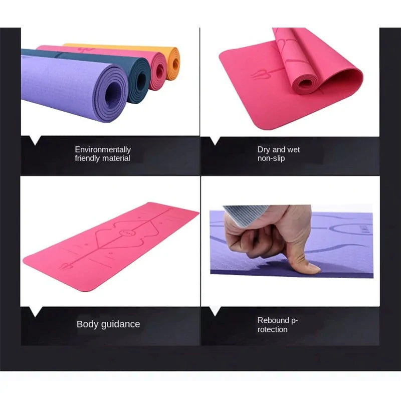 Yoga Mat with Position Line, Non-Slip Yoga Mat with High-Density Material for Balance