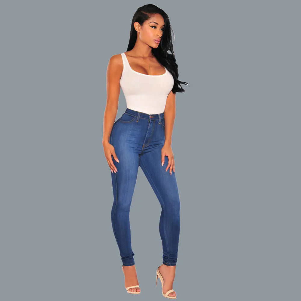 Women Fashion Slim Fit Ripped Knee Denim Jeans