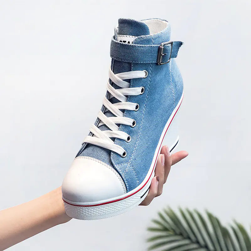 Ladies' High-Top Canvas Wedge Sneakers