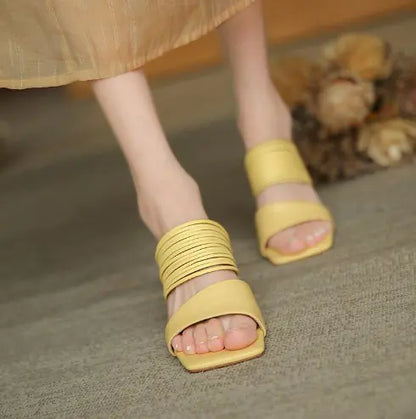 Block Heel Square Toe Shoes