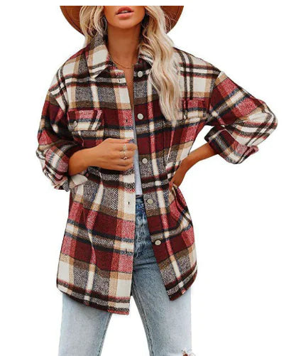 B-TOTO Chic Plaid Shacket Coat