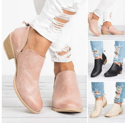 Vintage-Style High Heel Ankle Boots