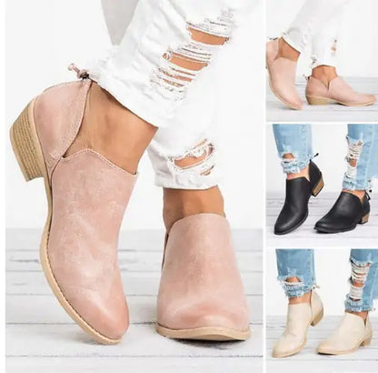 Vintage-Style High Heel Ankle Boots